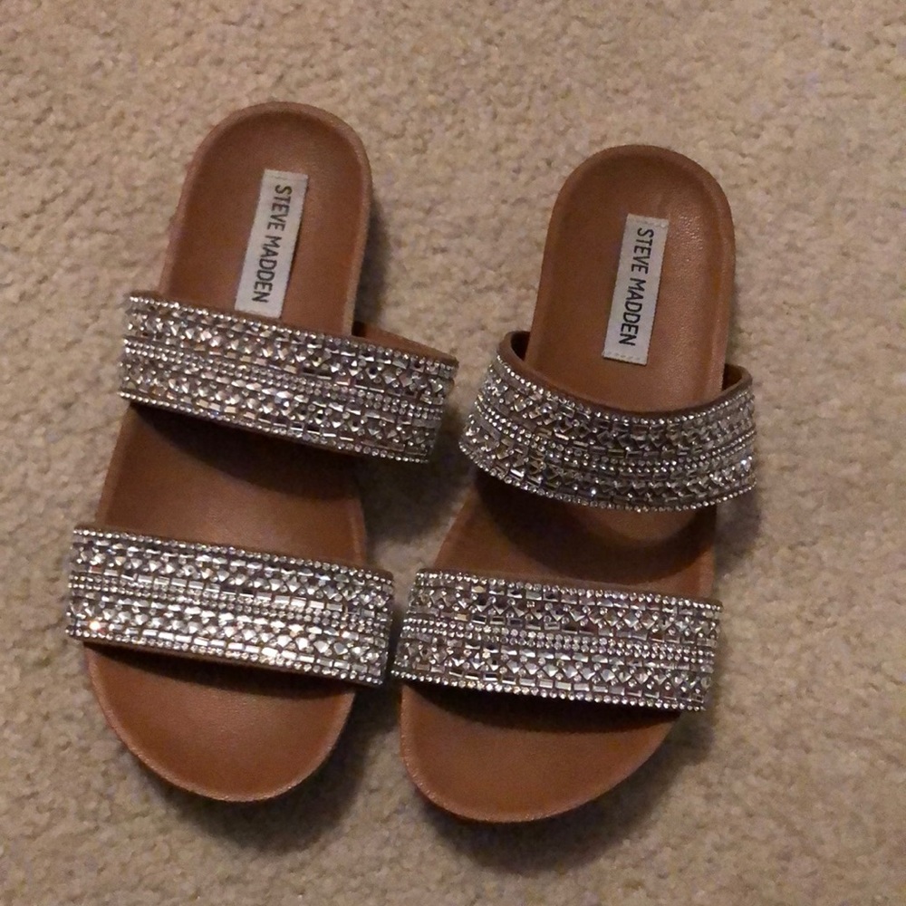 Steve Madden jeweled two strap sandals